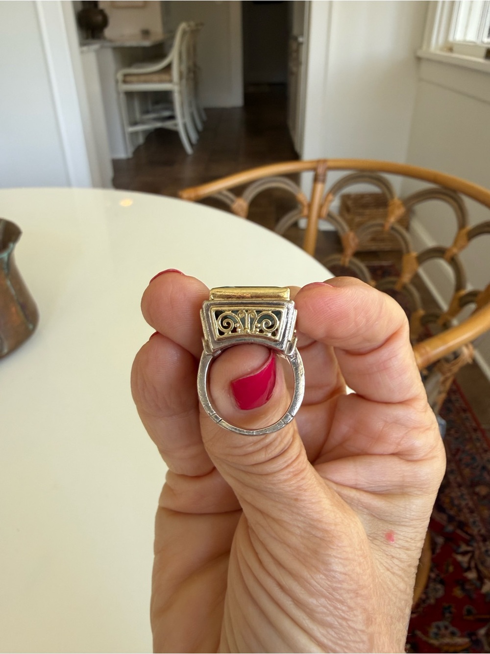 PRETTY RING!! Konstantino Ring with Square Blue Topaz - Picture 3 of 7